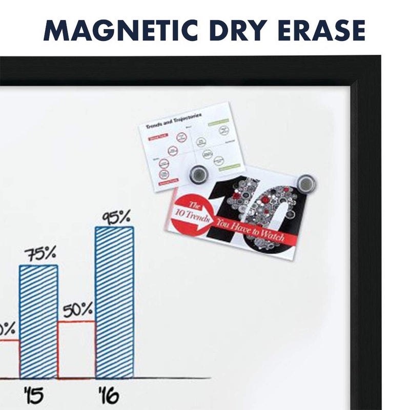 Quartet سبورة كواترت، سبورة قابلة للمسح الجاف، مغناطيسية، 17" × 23"، سبورة بيضاء، إطار أسود، تشمل أقلام المسح الجاف والمغناطيس، 4 عبوات (MWDW1723M-BK) - Image 3